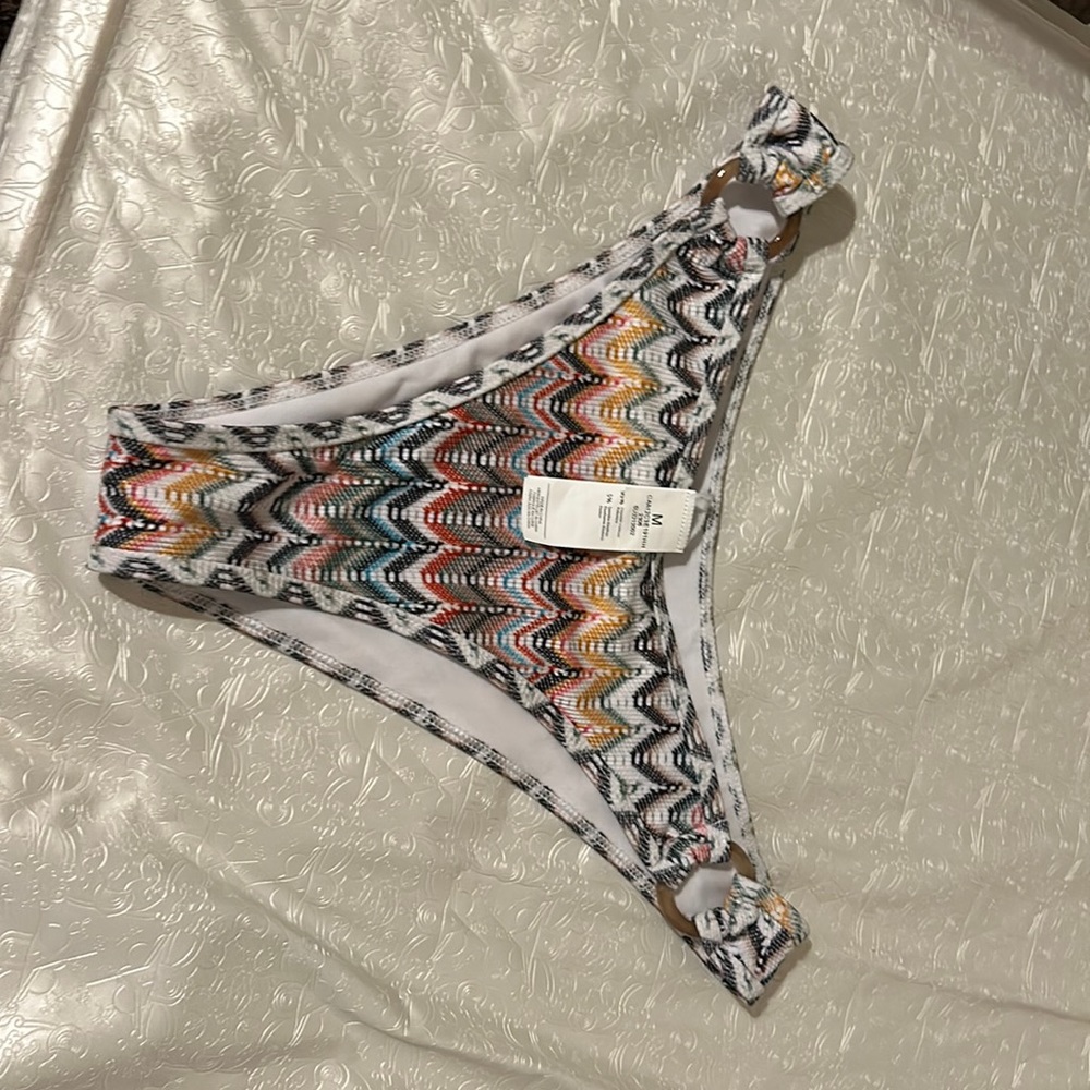 Brand new Bikini, cheeky,  bottom w/ wooden circles Cupshe multicolor